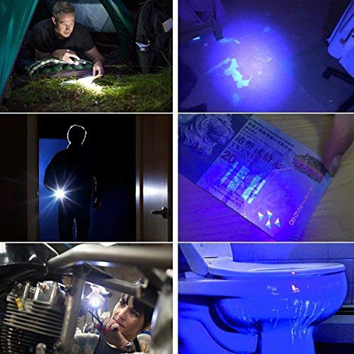 Morpilot 2 in 1 UV Tactical Flashlight Urine Detector, Upgrade 500LM Bright 4 Modes Handheld Flashlight with 395NM Ultraviolet Black Light for Spot Carpet Pet Urine Stain Catch Scorpions