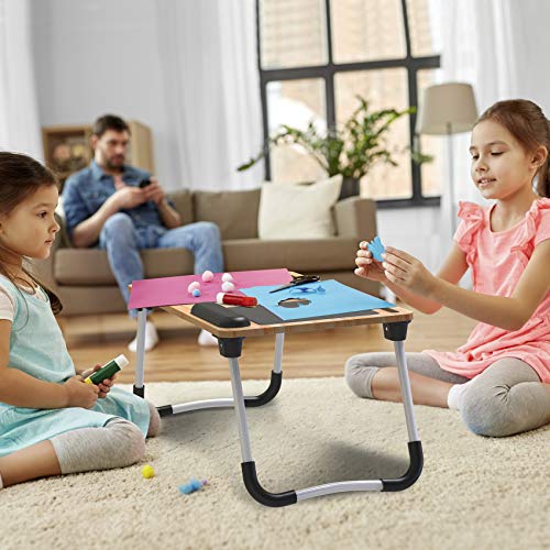 Lap Desk : Laptop Desk for Bed - Foldable Bamboo Laptop Table with Mouse Pad & Wrist pad for Notebook MacBook Working from Home