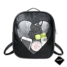 xhorizon TM FL1 Candy Leather Backpack Plastic Transparent Heart Beach Girls School Bag (Black)