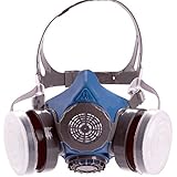 T-60 Series Reusable Respirator by Parcil Distribution. Double Air filter Gas Mask - Industrial Grade Quality - Pure SAFE Breathing for toxic spray, allergens, chemical pest control, painting, fire