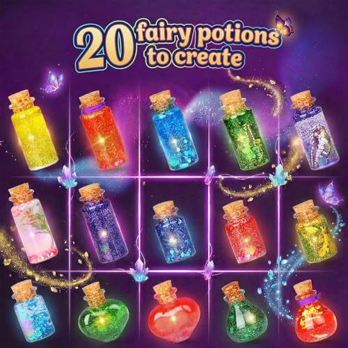 Alritz Fairy Potions Kit, Magic Mix Kit 20 Bottles, Decorations Ornaments Garden Crafts Birthday Gifts Toys for Girls 6 7 8 9 10 Years Old Families Party Outdoor Indoor