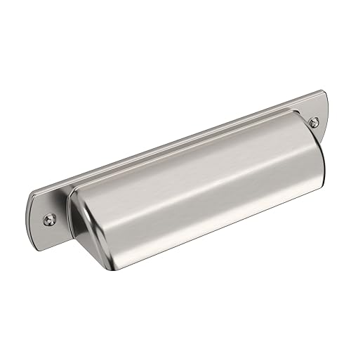9BUILD 10 Pack Brushed Satin Nickel Cabinet Cup Pulls 3 Inch Cabinet Handles Kitchen Cabinet Hardware Cup Pulls for Cabinets Nickel Drawer Pulls Zinc Alloy Drawer Handle