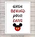 Wash Behind Your Ears Typography - Wall Art Print - Ready to Frame (8X10) Photo - Perfect Gift For Disney World Fans - Disneyworld - Great For Bathroom and Home Decor
