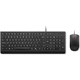 Lenovo Essential Wired Keyboard &amp; Mouse Combo - US English, Adjustable Feet, Spill Resistant Keys, Full Size Ambidextrous Optical Mouse, 1600 DPI, Black