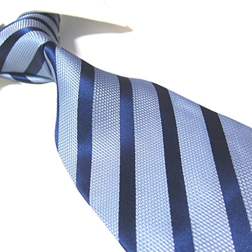 Extra Long Tie Blue Striped Men's Woven Handmade Necktie 63"