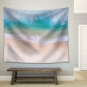 Tropical Beach with White Sand and Clear Waves - Fabric Wall Tapestry Home Decor - 51x60 inches