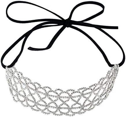 Vintage Wide Thick Rhinestone Crystal Full Diamond Long Velvet Tie Bowknot Choker Necklace for Women Teen Girls