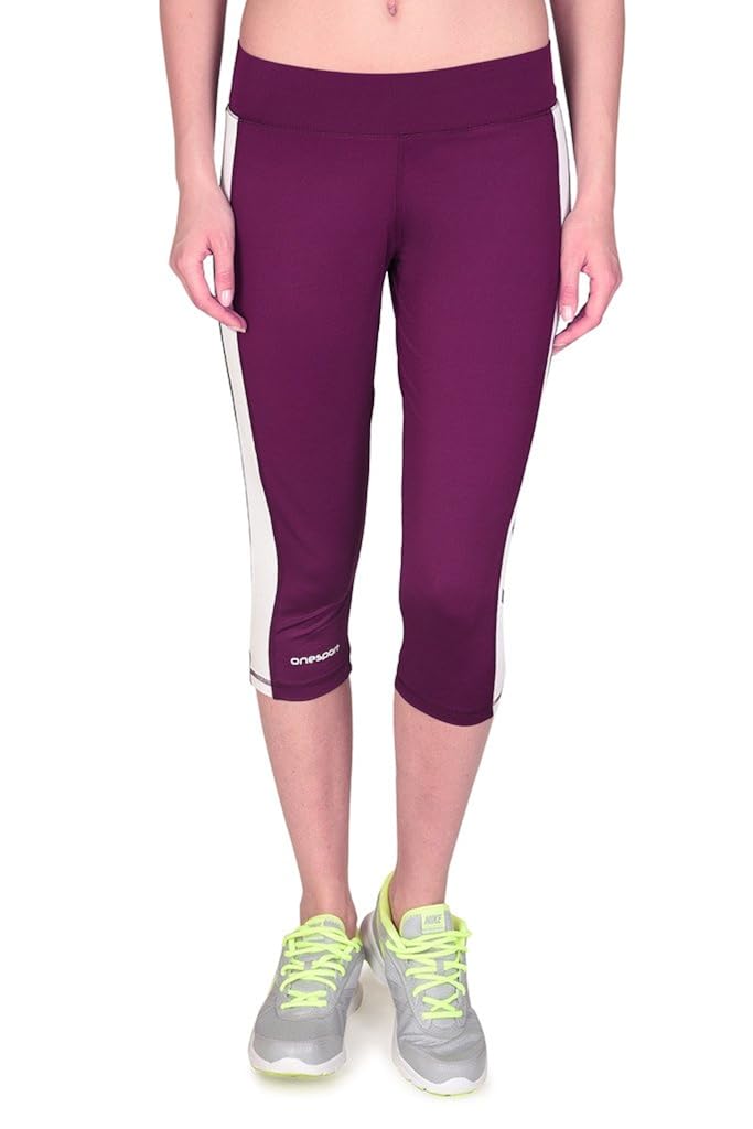 onesport women's polyester spandex jersey wine capris(onsp34wn-p)