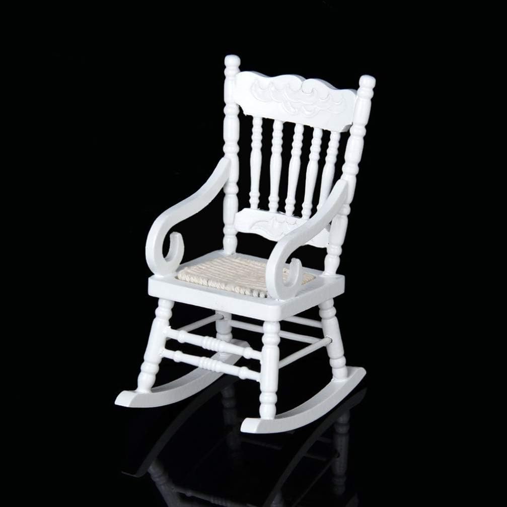 TOYANDONA Dollhouse Wooden Chair, 1:12 Miniature Dollhouse Rocking Chair Miniature Dollhouse Furniture Accessory - Image 5