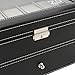 Zeeshy 20- slot Watch Box Black Pu Leather Diaplay Case Organizer Glass Top Drawer with Key Lock