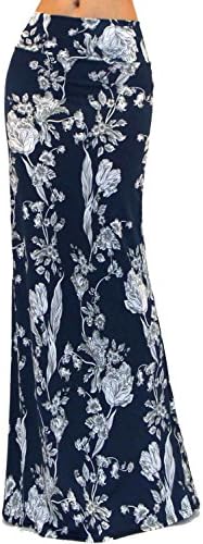 GotStyle Vivicastle Women's Spand Long Solid Rayon Foldover Maxi Skirt (Medium, EE23)