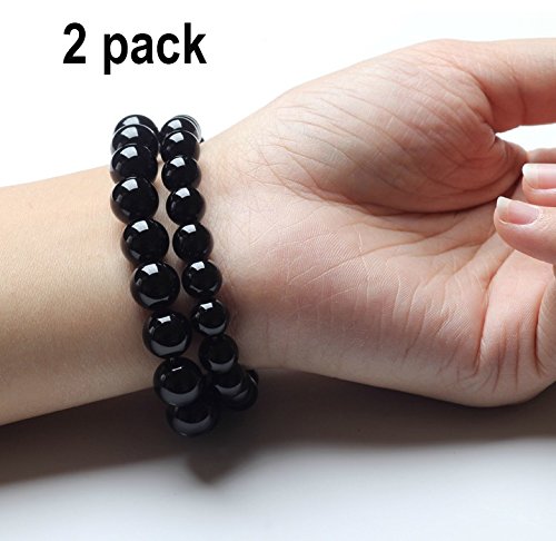 Black Tourmaline Crystal Bracelet  Magnetic Bracelet for Men and Women2 Pack