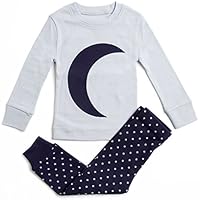 Bluenido Boys Pajamas Moon Stars 2 Piece 100% Super Soft Cotton 4Y Gray/Navy