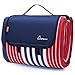 WolfWise 79″x79″ XXL Picnic Blanket Extra Large Fleece Beach Mat with Waterproof Backing Anti Sand, Red Blue Stripesthumb 1