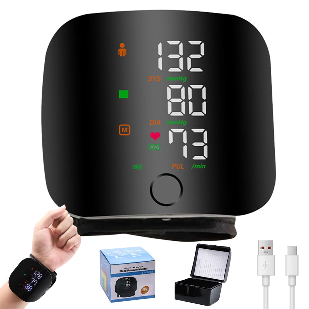ADDLIVE Wrist Blood Pressure Monitors, Automatic Accurate Blood-Pressure Monitor with Large LCD Display, Blood Pressure Machine Powered Voice Broadcasting for Adult Elder at Home or Travel Use