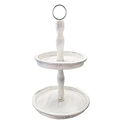 Efavormart 20" Rustic Whitewashed 2-Tier Wooden