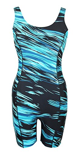 Adoretex Womens Sunfire Unitard Swimsuit (FU002A) - Blue/Black - M