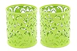 EasyPAG 2 Pcs 3-1/4 inch Dia x 3-3/4 inch High Round Floral Pen Holder , Green