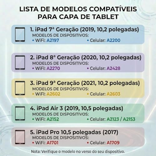 Capa Para Tablet, Capa + Mouse e Teclado Magnético Bluetooth Destacável Para IPad 9ª/ 8ª /7ª Geração (Preto, Teclado retroiluminado)