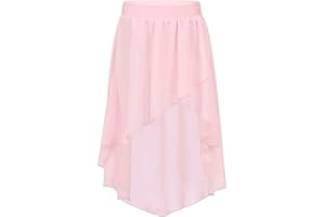Aislor Kids Big Girls High Low Chiffon Dance Skirt for Lyrical Ballet Latin Jazz Stage Performance