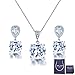 AMYJANE Wedding Jewelry Set for Bridesmaids - Elegant Sterling Silver Teardrop Clear Cubic Zirconia Crystal Rhinestone CZ Necklace Set for Bride Bridal Jewelry for Mother of Bride