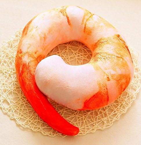 Driverder Intimate and Soft Plush Pet Dog Toy Simulation Shrimp Toys Pillow Neck Protective Pillow(Golden)