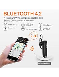 Auricular Bluetooth inalámbrico con cancelación de ruido con micrófono de 24 horas, manos libres, 1440 horas en espera, compatible con teléfonos inteligentes iOS Android, camioneta