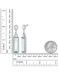 Pendientes colgantes de plata de ley 925 con piedras preciosas y diseño de aguamarina de 12,00 quilates y 2.0 in