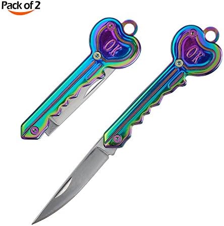 YsesoAi 2 Pack Keychain Folding Pocket Knife Tactical Knife for Outdoor Survival and Traveling