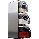 Salt Container With Lid And Spoon, Clear Seasoning Rack Spice Pots, 3 Piece Seasoning Box For Home Kitchen Caf&eacute; Storing Salt Sugar Pepper Spice (3 Pieces)