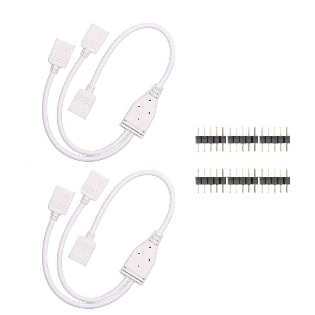 5 Pin LED Strip Connector 2 Way Splitter for One to Two 5050 3528 RGBW LED Strip Lights - 30cm/12inch (1 to 2 Splitter Cable/ 2 Pack)