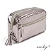 wonbye Travel Cosmetic Bag for Women Portable Leather Toiletry Bag Hanging Makeup Organizer Double Compartments Waterproof, Silver