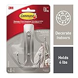 Command Large Hook, Decorate Damage-Free, Indoor Use, 1 hook, 1 strip (17036BN-ES)