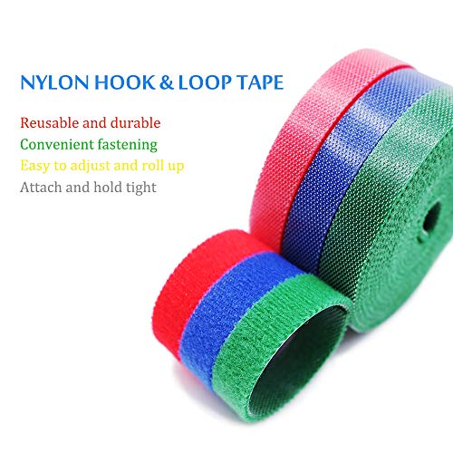 KELIFANG Cable Straps, Reusable Cable Ties, Hook and Loop Nylon Fastening Wire Tape Organizer, Cable Management, Self Gripping Cord Rope Holder (33feet, 5 Roll, Multi-Color) - Thumbnail 2