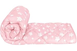 Baby Blanket for Boys and Girls, Soft Cozy Toddler Comforter Quilted with Pink Star Print, Ultra Soft Down Alternative Crib C