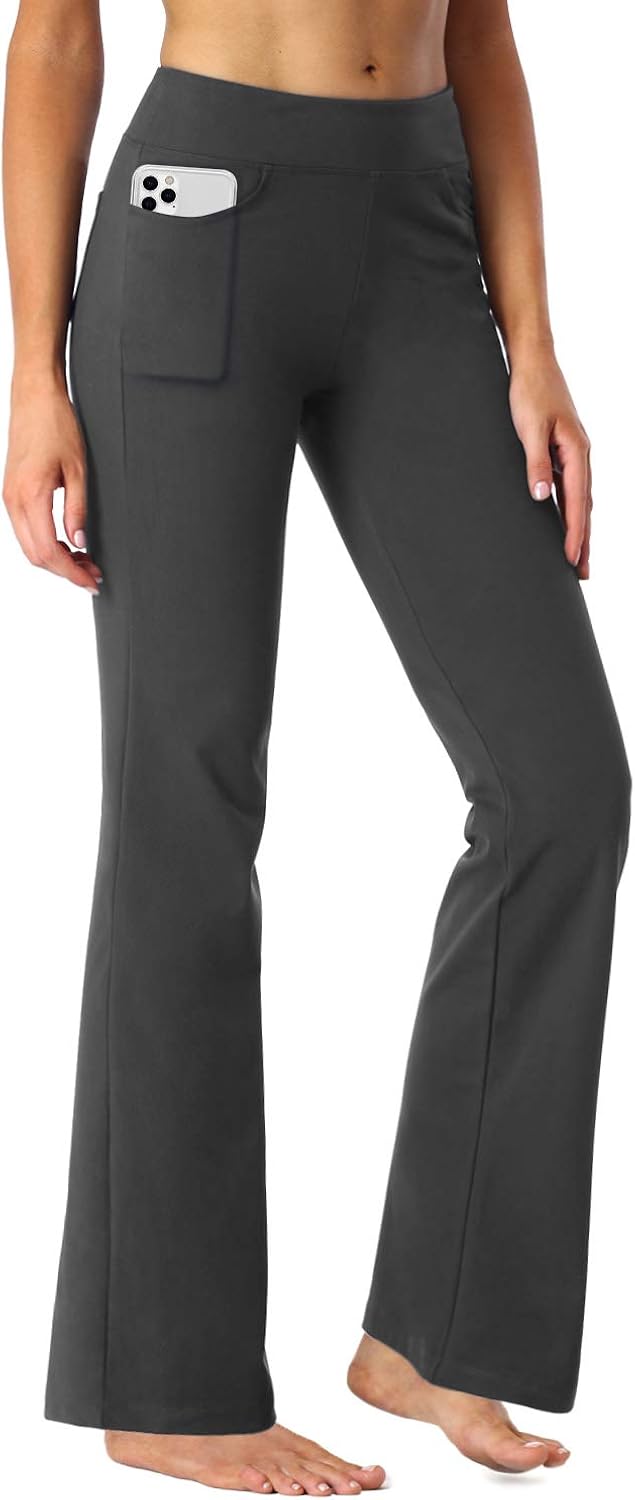SEVEGO Women's 29"/31"/33"/35" Inseam Tall, Regular, Petite Soft Long Bootcut Yoga Pants with Pockets Lounge Workout: Clothing