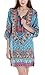 Women Bohemian Neck Tie Floral Print Ethnic Style Shift Dress (Small, pattern 8)