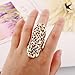 TOOPOOT Charm Rhinestone Full Finger Knuckle Hollow Out Ring (Gold)
