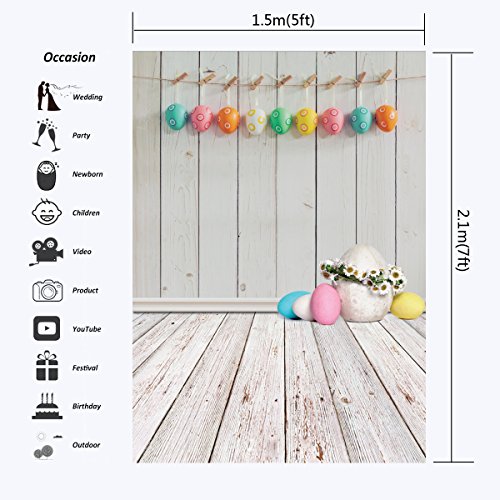 5x7ft Easter Egg Theme Photography Backdrop With White Wood Floor Backgrounds Vinyl Customized Photo Studio Props FHJ-002