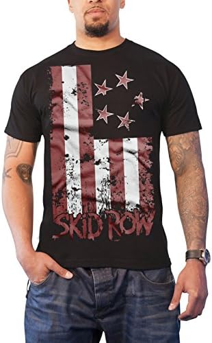 Skid Row T Shirt Stars & Stripes Band Logo Official Mens Black