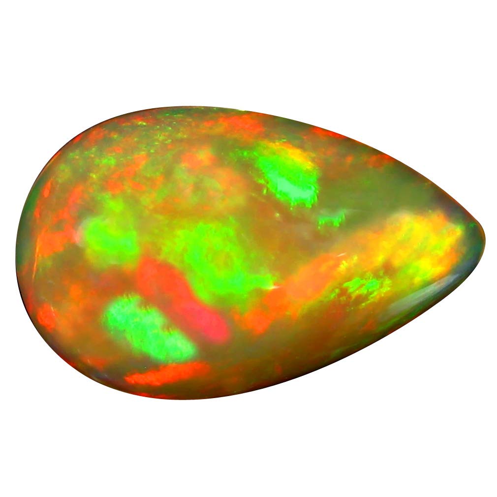 2.80 ct Pear Cabochon Cut (14 x 9 mm) Ethiopian Play of Colors Rainbow Opal Natural Loose Gemstone