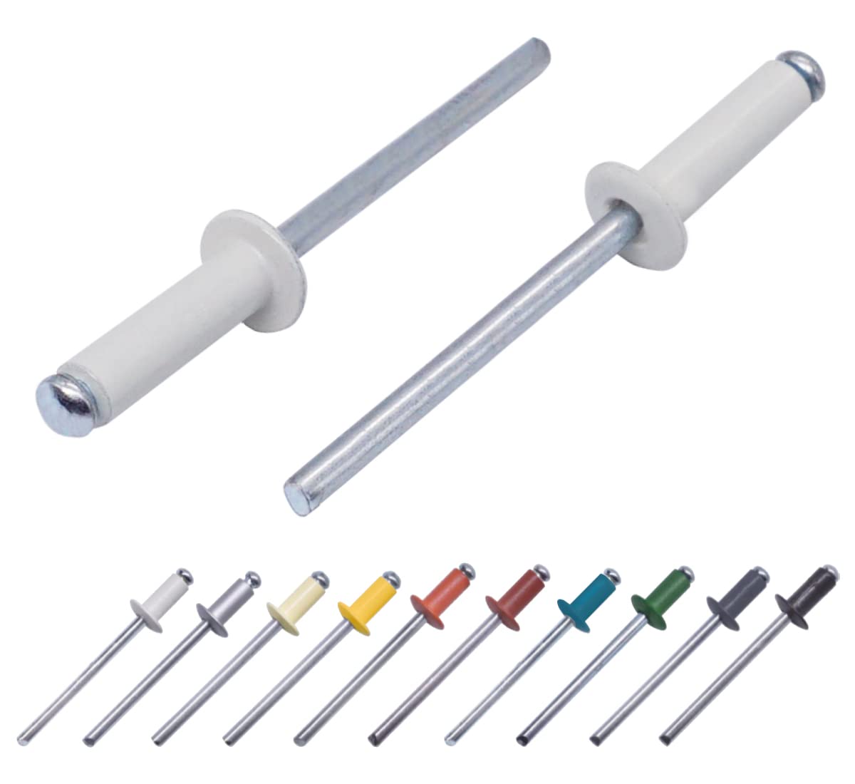 (Pack of 400 pcs) Painted Blind Rivets 4.0 x 14 mm, Dome Head, DIN 7337, Aluminum Rivet and Steel Mandrel, Pop Rivets (400, Grey White RAL 9002)