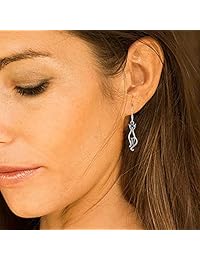 Plata de ley 925 Oxidado abierto elegante gato Kitty Kitten Pet Lover Dangle arete gancho 1.5"