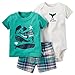 Evelin LEE Baby Boy Short Sleeve T-Shirts and Stripe Shorts 2pcs Set Clothes, 3pcs-01, 12M