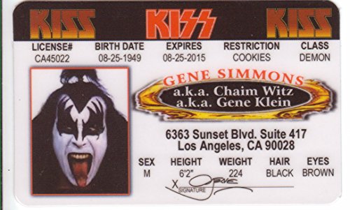 Gene Simmons KISS Fun Fake ID License