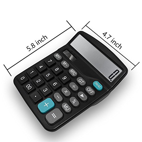 Everplus-Calculator-Electronic-Desktop-with-12-Digit-Large-Solar-Battery-Lcd-Display-Office-Black