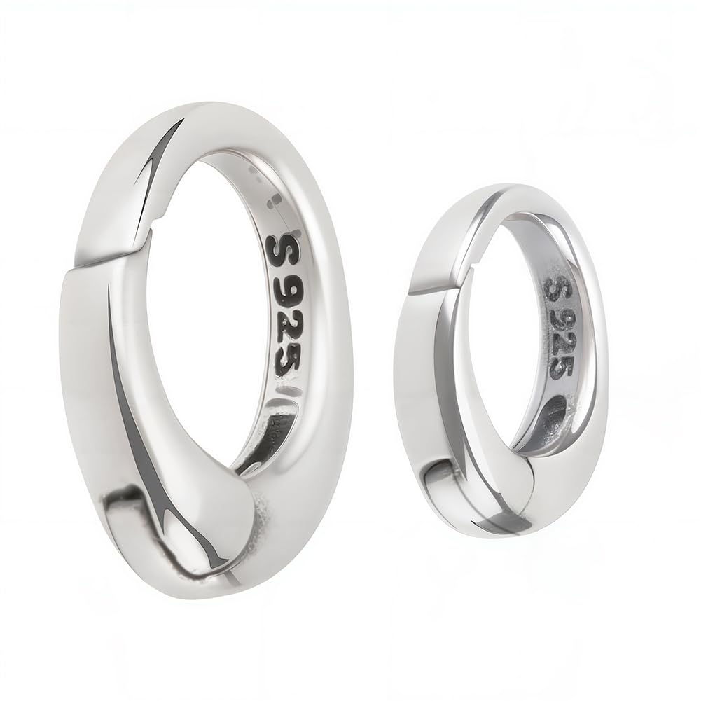 SUNNYCLUE 1 Box 4Pcs 925 Sterling Silver Spring O Rings Bulk Oval Ring Carabiner Small Metal Clip Clasps Purses Trigger Snap Hooks Gate Round Rings for jewellery Making Keyrings Bags Diy Crafts Suppli