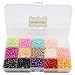 9000pcs Mixed 15Color Half Pearl Bead 4mm Flat Back Gem Scrapbook Craft DIY Compartment Plastic Box