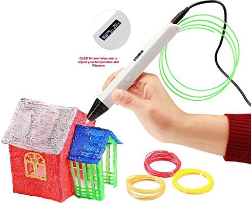 3D Printing Pen Doodle Printer Pen With LED / OLED Screen 4th Generation Newest Technology V4 RP800A Lightweight Portable Compatible with Power Bank + FREE 3 Packs of ABS Filament Colors Total 30Ft