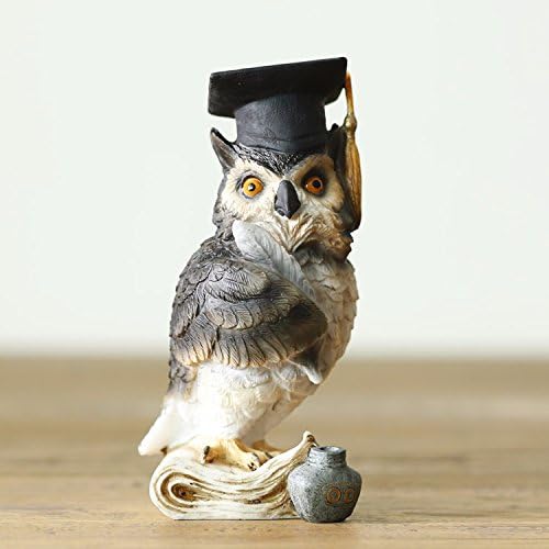 FUCHEN The Adorable Owl Creative Personality Nordic Small Ornaments Desk Bookcase Bookshelf Room Decor,Doctor Cap Single